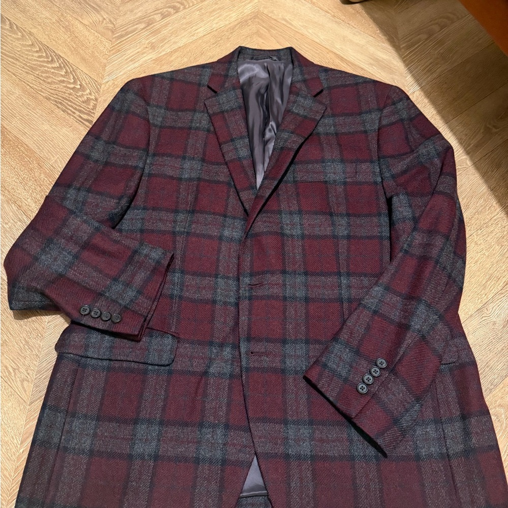Ralph Lauren Men's Burgundy and Gray Plaid Sport Coat